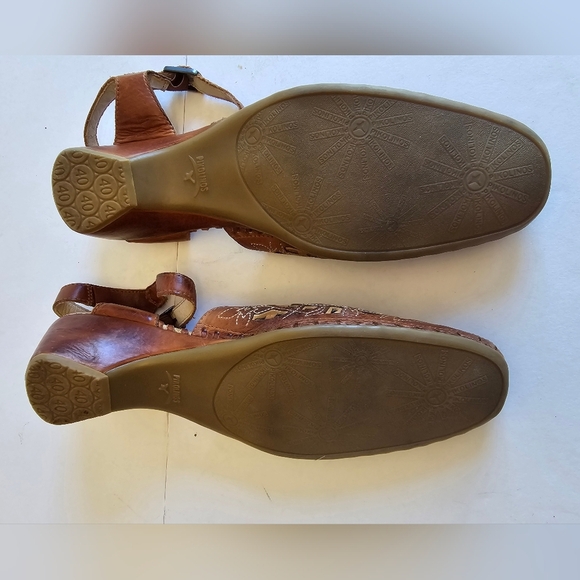 Pikolinos Women's Brown Tan Leather Sling Back Shoes Laser Cut Out SZ 40 9 -9.5 - Picture 13 of 15